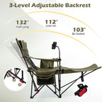 Reclining Camping Chair with Adjustable Backrest & Footrest