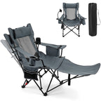 Reclining Camping Chair with Adjustable Backrest & Footrest