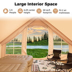 4-6 People Inflatable Camping Tent with 4 Mesh Screen Windows and 2 Doors