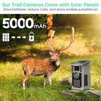 4K Solar Trail Camera, 48MP WiFi Trail Camera with Night Vision 0.2s Trigger Motion Activated, Game Camera with 130° Detec