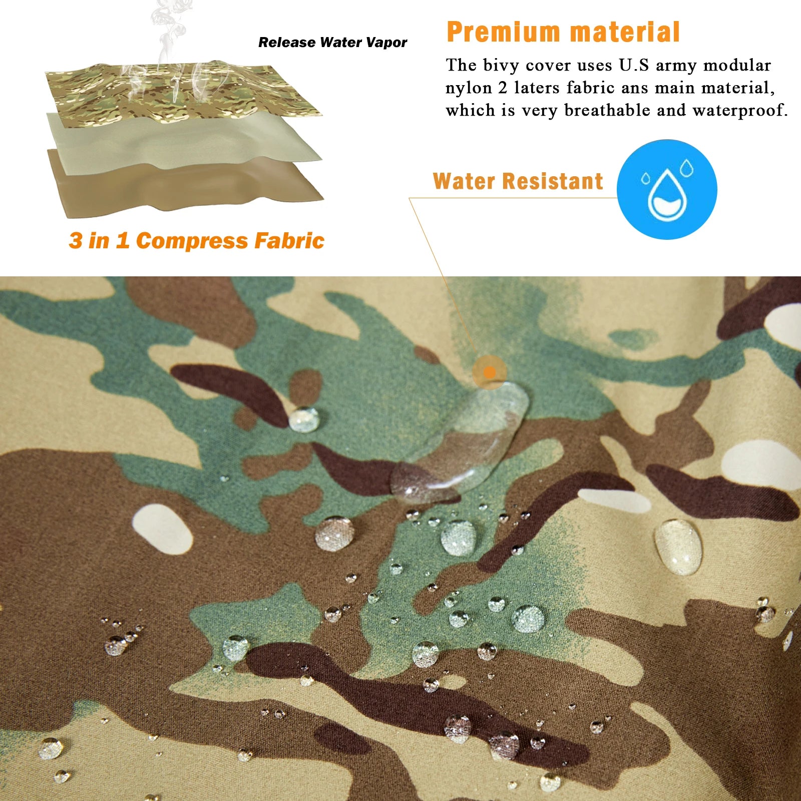 Bivy Cover Sack FBivy Cover Sack or Military Modular Sleeping System, Waterproof Outer Shell For Sleeping Bag, Minimalist Stealth Shelter