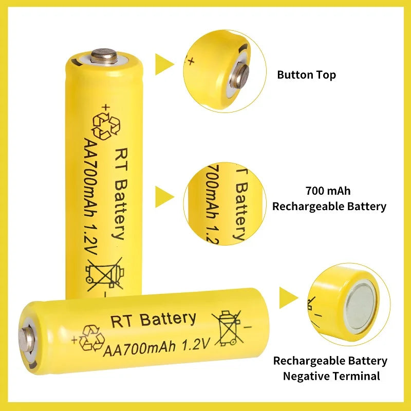 2-20Pcs AA Battery 1.2V 700mAh Ni-MH AA Rechargeable Batteries 700mAh Battery for Garden Solar Lights Toys Watch MP3 Player