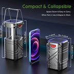 Solar Camping Lantern 2/4-Pack, Rechargeable LED with Flashlight, USB-C & Solar Powered, Collapsible for Outdoor, Emergency Use