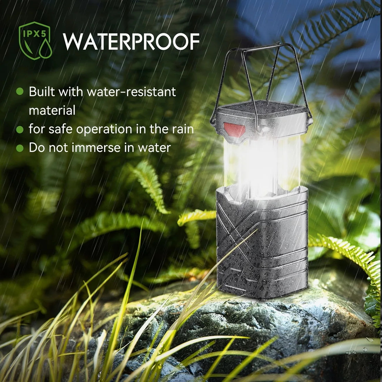 Solar Camping Lantern 2/4-Pack, Rechargeable LED with Flashlight, USB-C & Solar Powered, Collapsible for Outdoor, Emergency Use