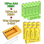 30pcs/24pcs/18pcs/12pcs/6pcs AA AAA NiMh 1.2V 700mah Rechargeable Battery Set with 6 Slot Charger