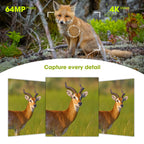 64MP 4K Solar Trail Camera,  with Night Vision & 0.2s Trigger Motion Activated, with 130° field