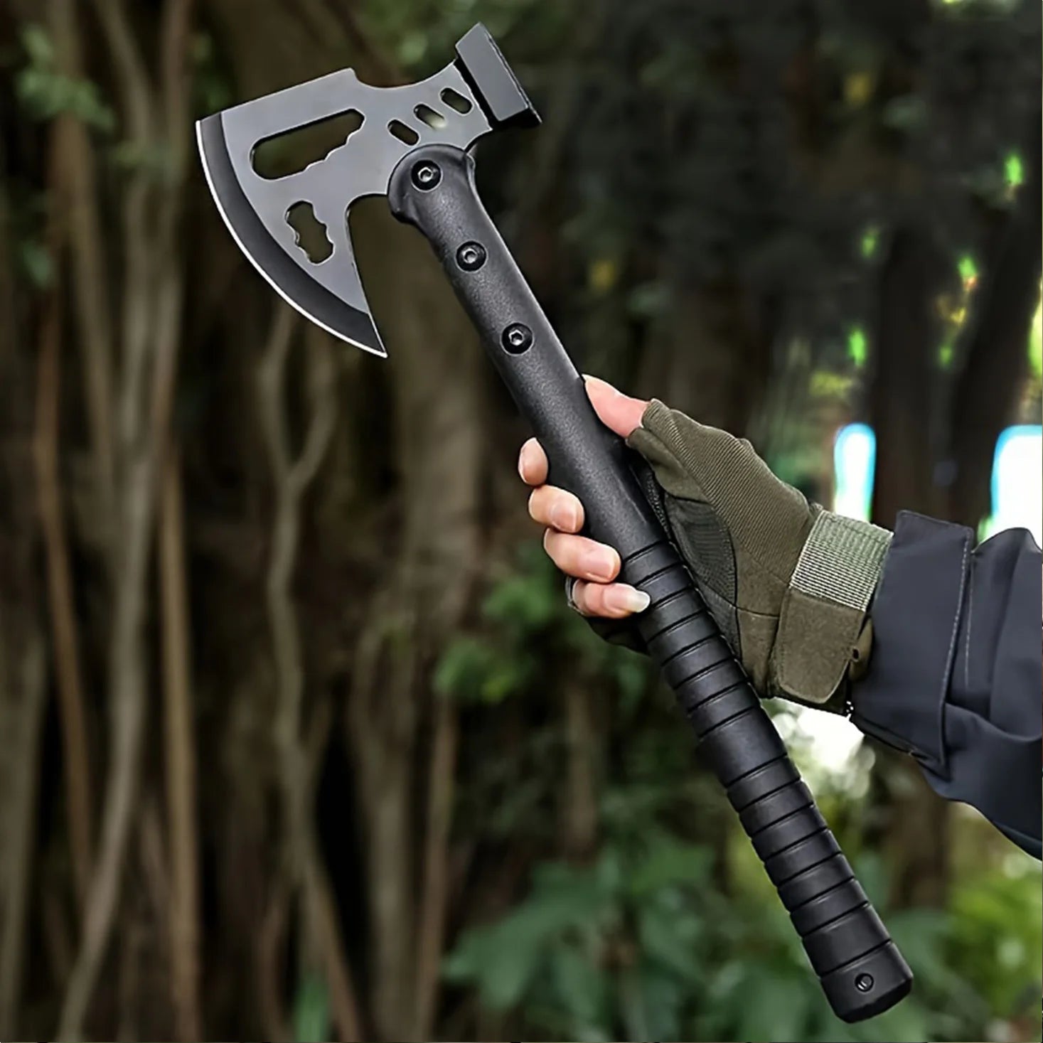 Camping Axe (Includes Sheath) | One-Piece Stainless Steel Survival Axe | Camping & Surviva(17.3l Axe | Outdoor Axe & Hatchet Combo(17.3IN)