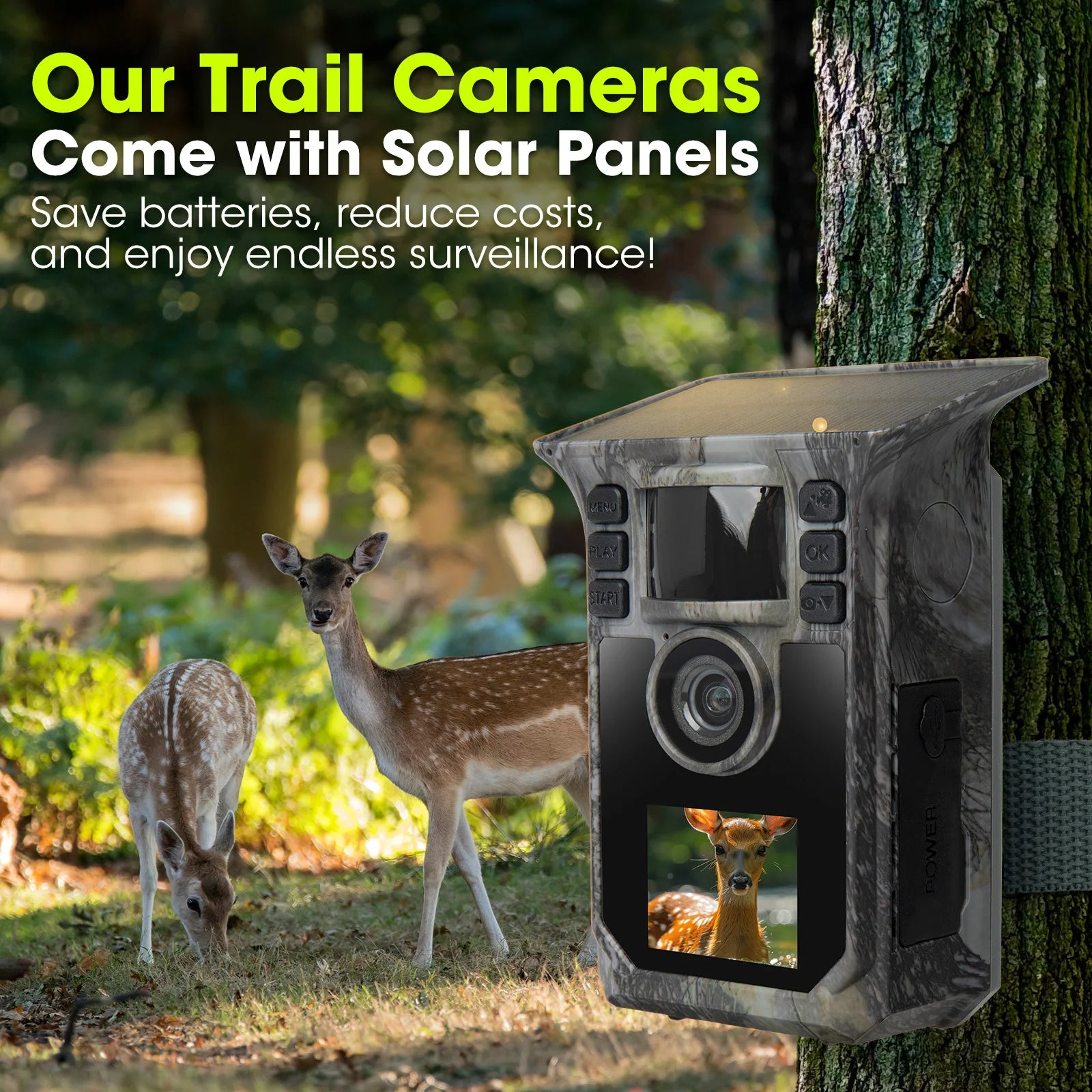 64MP 4K Solar Trail Camera,  with Night Vision & 0.2s Trigger Motion Activated, with 130° field