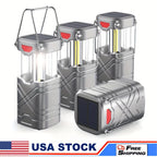 Solar Camping Lantern 2/4-Pack, Rechargeable LED with Flashlight, USB-C & Solar Powered, Collapsible for Outdoor, Emergency Use