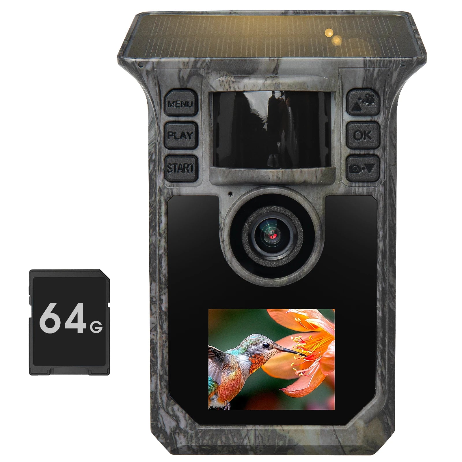 64MP 4K Solar Trail Camera,  with Night Vision & 0.2s Trigger Motion Activated, with 130° field