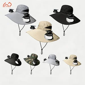 2-Fan Solar-Powered Sun Hat, USB Rechargeable, Adjustable Strap, Cool and Breathable, Efficient Battery Life, Large Airflow, Long Battery Life, Suitable for Various Outdoor Activities