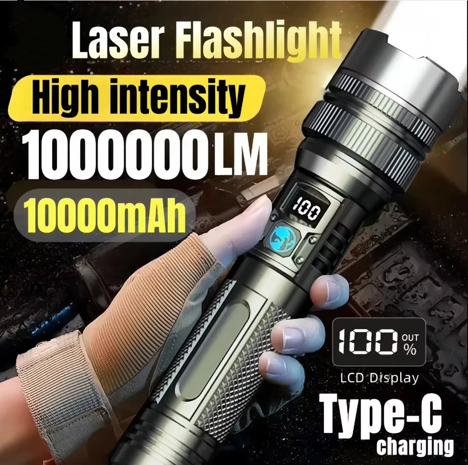 1000000LM Super Bright LED Flashlight Rechargeable USB-C Digital Display IPX8 Waterproof Long Lasting Camping Emergency 2026