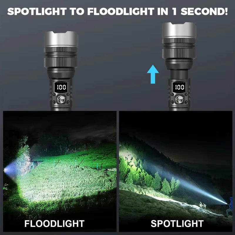 1000000LM Super Bright LED Flashlight Rechargeable USB-C Digital Display IPX8 Waterproof Long Lasting Camping Emergency 2026