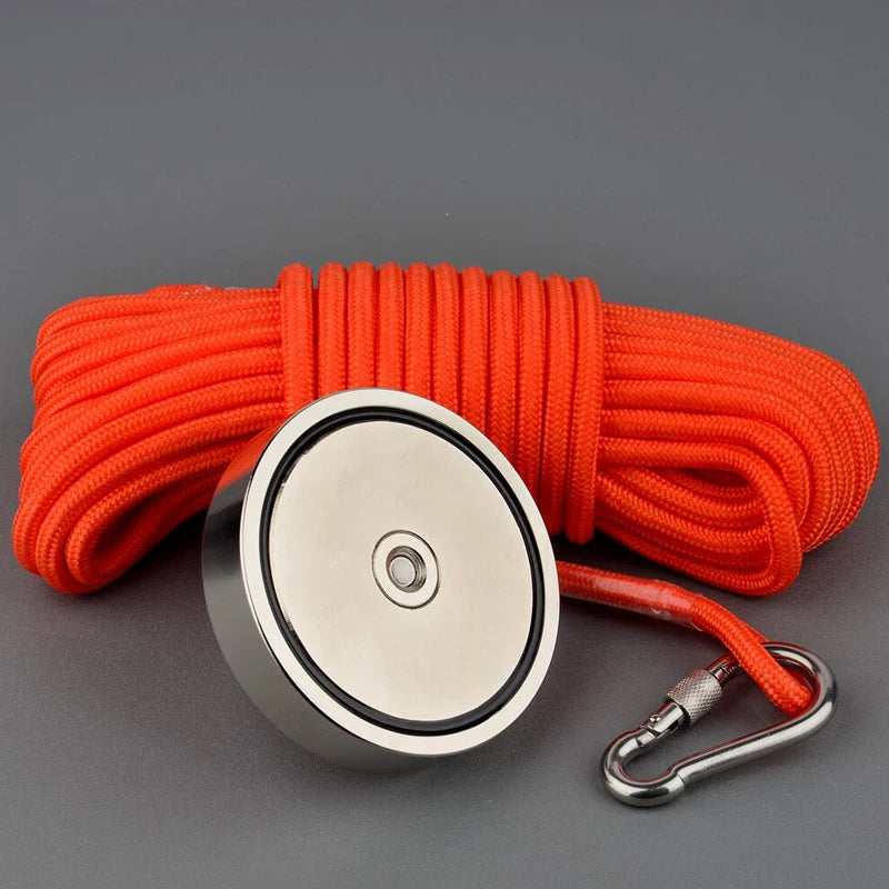 500KG Salvage Fishing Magnetic Stell Cup Holder Deep Sea Permanent Neodymium N52 Magnet With 15m Rope Gloves Bag