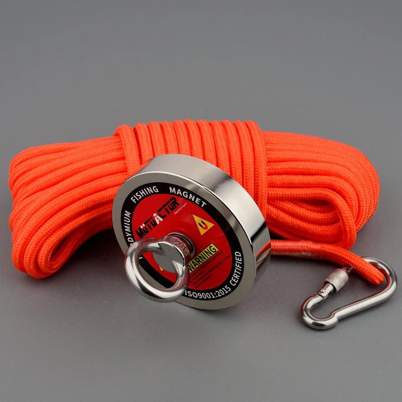 500KG Salvage Fishing Magnetic Stell Cup Holder Deep Sea Permanent Neodymium N52 Magnet With 15m Rope Gloves Bag