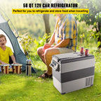 Portable Car Refrigerator, Mini Fridge With Freezer, With Built In Compressor Uses DC OR 110-240V, For Camping
