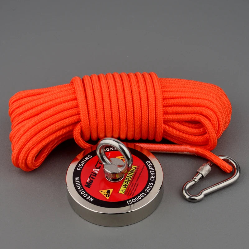 500KG Salvage Fishing Magnetic Stell Cup Holder Deep Sea Permanent Neodymium N52 Magnet With 15m Rope Gloves Bag