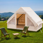 Inflatable Camping Tent 2/4/6 People Glamping Tent for Family Camping with Pump-Beige