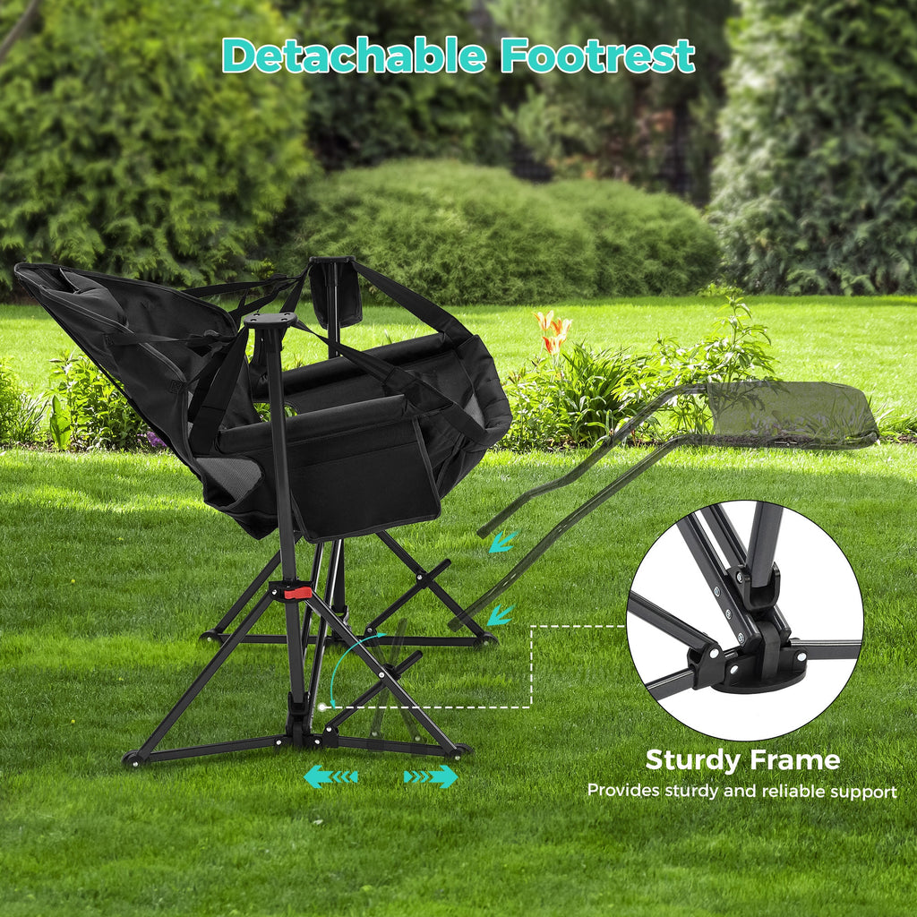 Ainfox Hammock Camping Chair with Footrest, Foldable Portable Rocking Chairs for Adults Outside Swinging Camp for Outdoor Patio Poolside