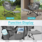 Ainfox Hammock Camping Chair with Footrest, Foldable Portable Rocking Chairs for Adults Outside Swinging Camp for Outdoor Patio Poolside