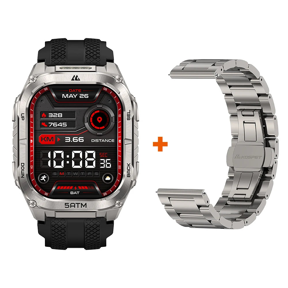 Advanced GPS Smartwatch for Men MIL-STD-810H Tough 5ATM Waterproof Integrated Flashlight & Health Tracking