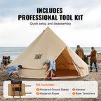 Canvas Bell Tent 4 Seasons 5m Yurt Tent Canvas Tent for Camping with Stove Breathable Tent Holds up to 8 People