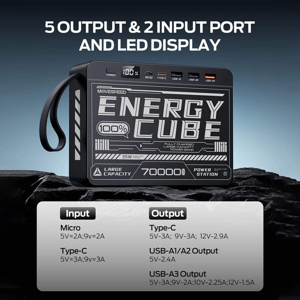 Power Bank 70000mh Power Station PD Fast Charging Powerbank External Battery Charger for Camping Outdoor