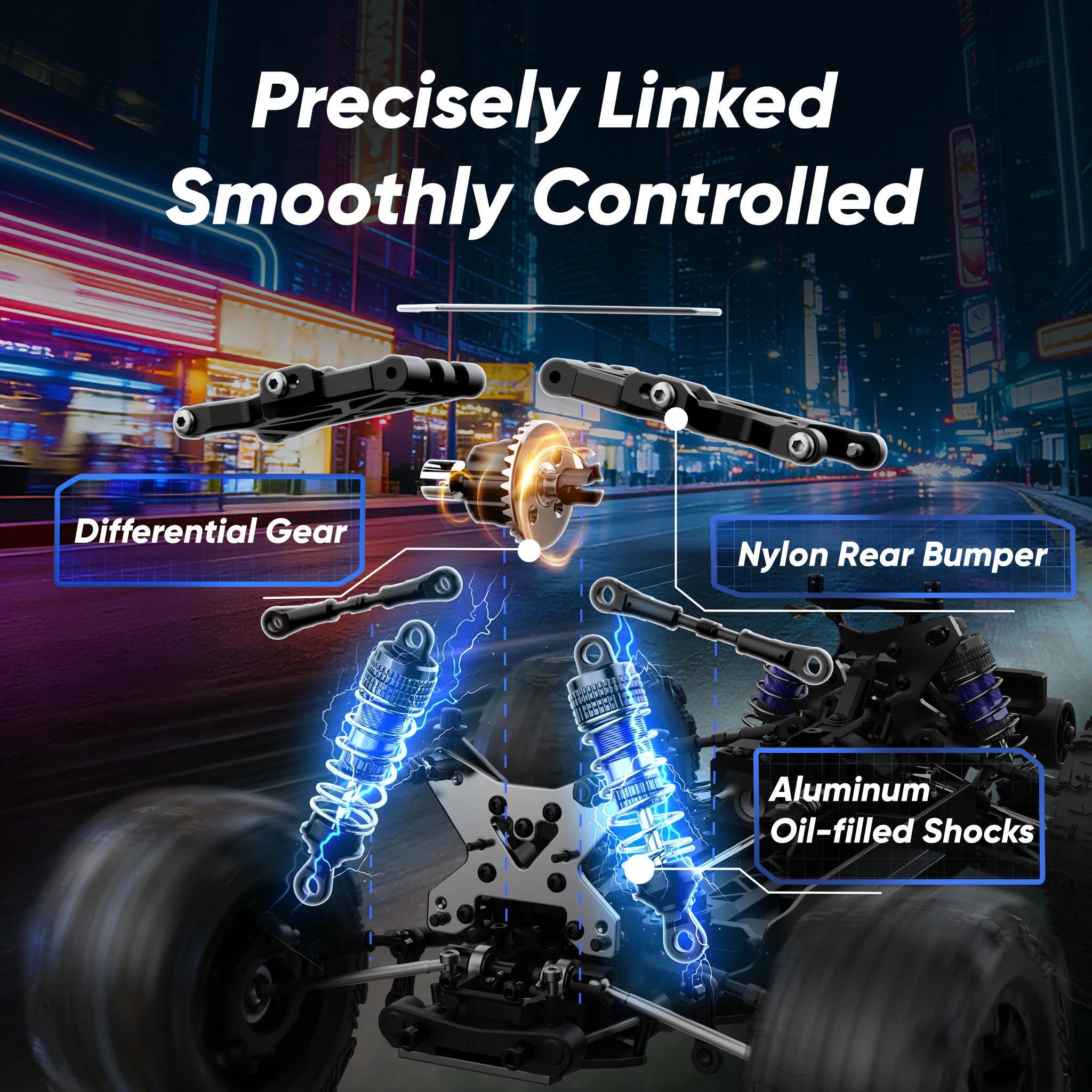 1/14 Scale Fast Brushless RC Truck 4X4 with 3S LiPo Battery-Includes 4 Spare Parts Kits LightBlue