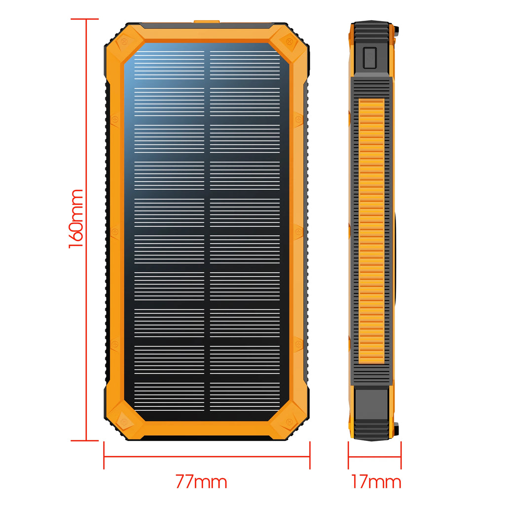 Solar Power Bank Wireless Charger 20,000mAh,Portable Solar Powered USB C Input/Output with Camping Flashlight for Cell Phone