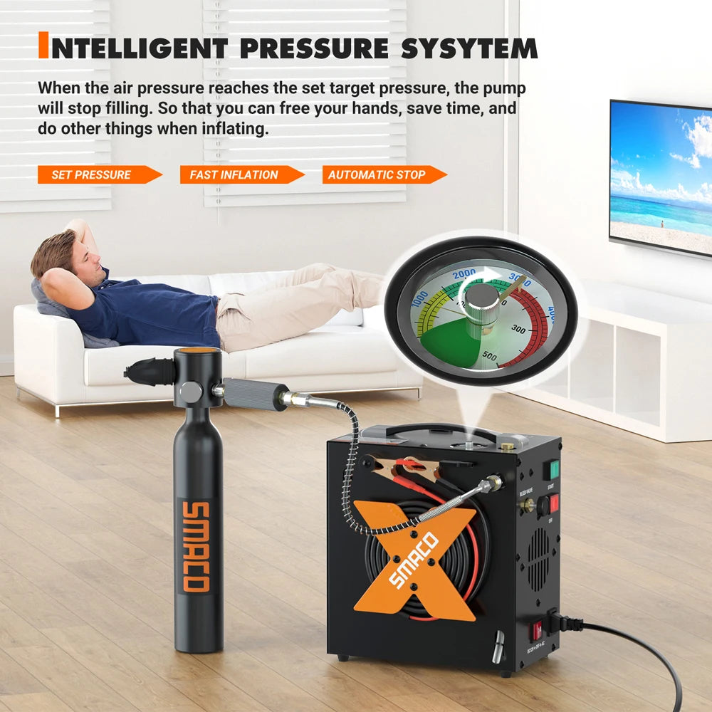 Portable High Pressure Air Compressor 4500psi/30mpa For Scuba Tank Hpa Pump Oil Free. 12v Dc Or 220v Ac