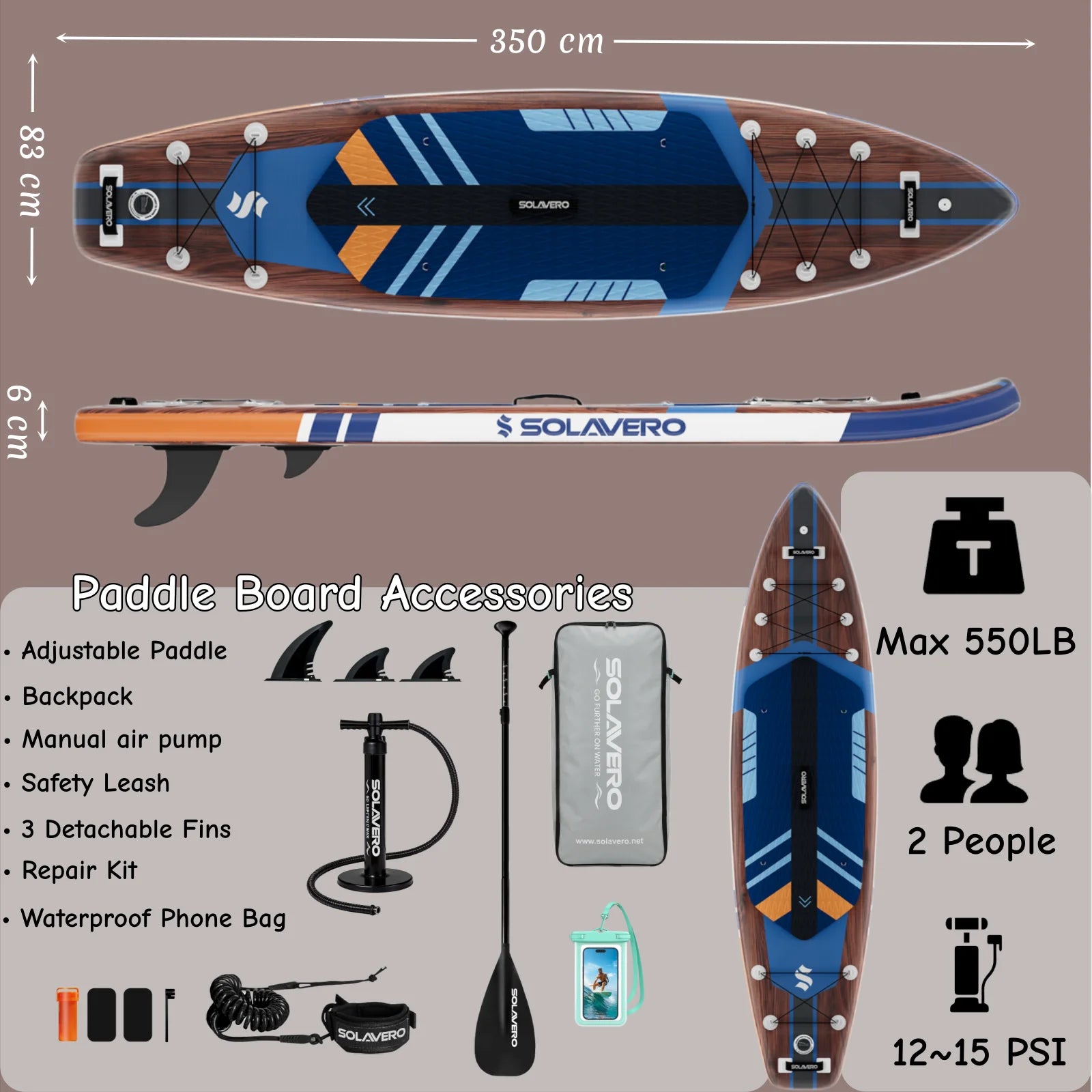 Stand Up Paddle Board, Inflatable Paddle Board with Premium Accessories, SUP Board with Non-Slip EVA Deck, Suitable for Sea Lake