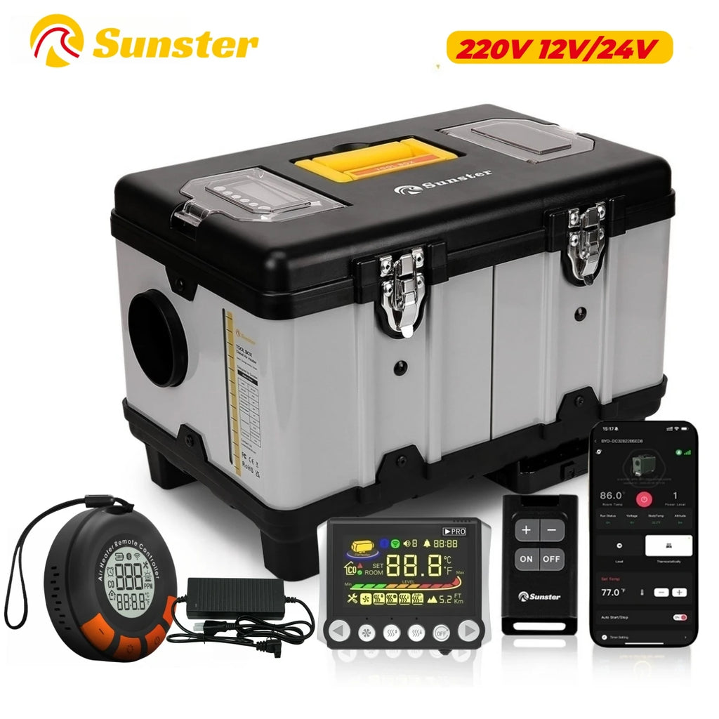 8KW Bluetooth APP Control Diesel Air Heater 12V/24V/220V Car OR Camp Heater With CO Monitor/LCD/Remote Control