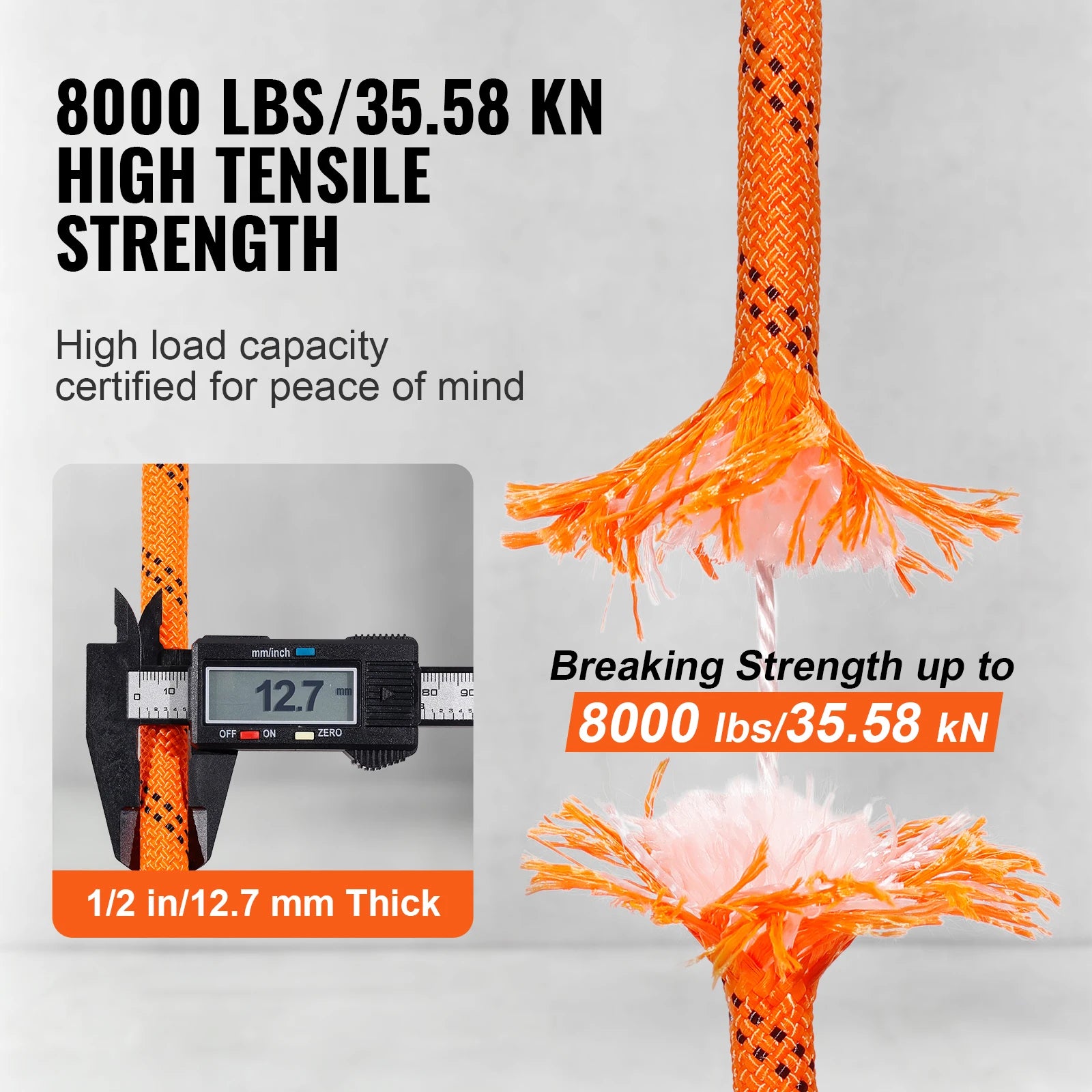 220ft Dual-Weave Polyester Rope 48-Strand Outdoor Accessories Emergency Cord for Camping Swinging Rappelling Rescue