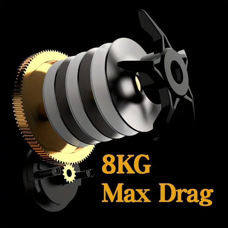 Integrated Ak Water Drop Wheel, Durable Stainless Steel Left and Right Hand, Interchangeable. Enhanced Type 7:2:1 Speed up to Resistance of 8kg For Salt and Freshwater Fishing