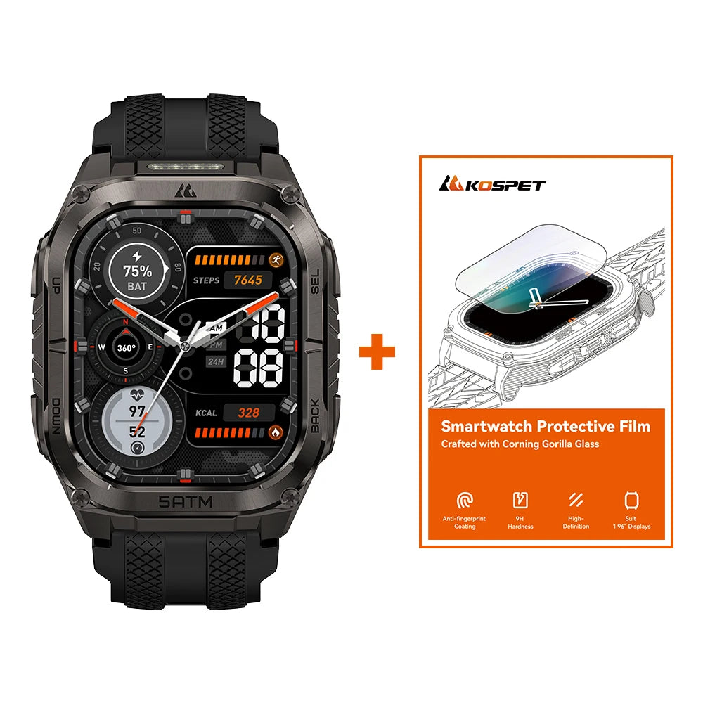 Advanced GPS Smartwatch for Men MIL-STD-810H Tough 5ATM Waterproof Integrated Flashlight & Health Tracking