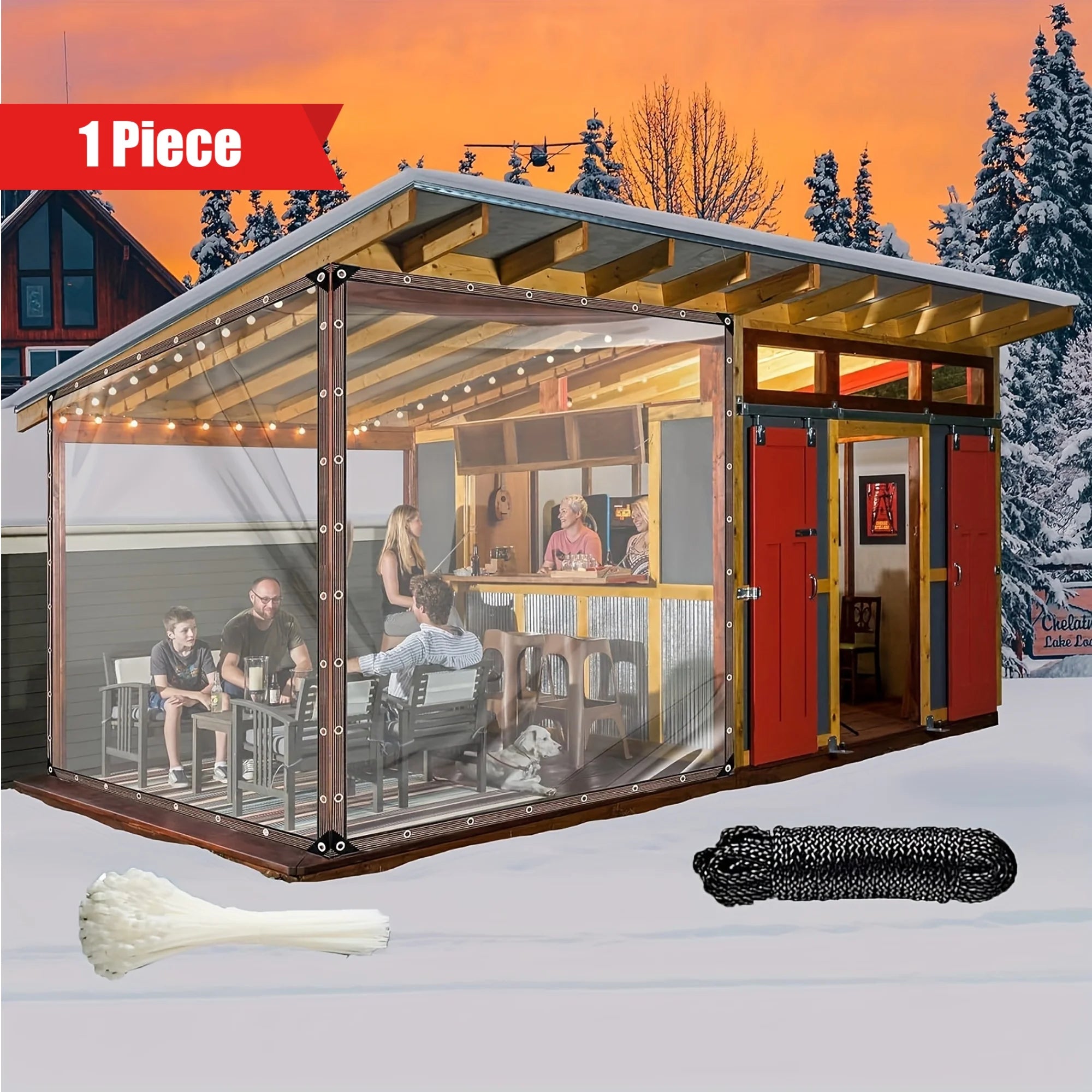 Camping Outdoor Transparent Rain Shelter - Thickened Waterproof and Sunscreen Fabric, Suitable for Tent Tops