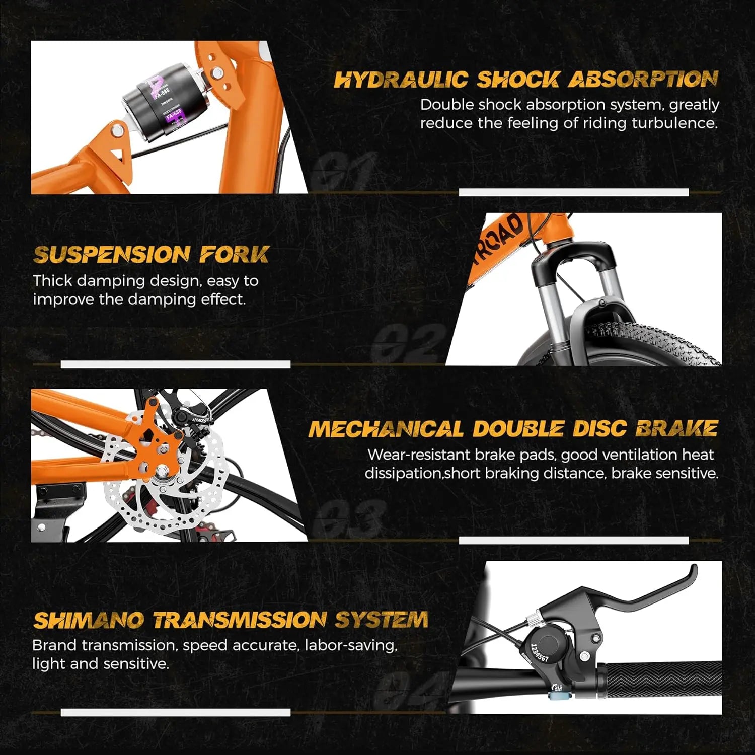 26 Inch Folding Mountain Bike, 21 Speed Full Suspension High-Carbon Steel MTB Foldable Bicycle, Dual Disc, Customized