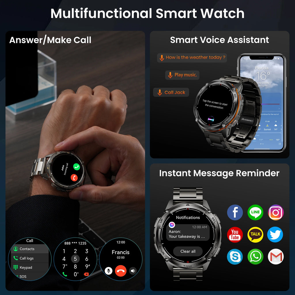 Ultra 2 GPS Smart Watches Men Compass Altimeter Barometric 5ATM IP69K Waterproof AMOLED Bluetooth Call Mens Watch