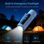 Portable Handheld Fan with Ice Cooling Plate, 3 in 1 Mini Personal Fan with Light & Clip, 5 Speed Rechargeable Fan with LED Display & Hidden Stand, Hands Free Camping Fan for Travel, Desk
