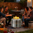 19 Inch Smokeless Fire Pit for Outdoor Wood Burning,  Portable 304 Stainless Steel Camping Stove , Perforated  Fireplace
