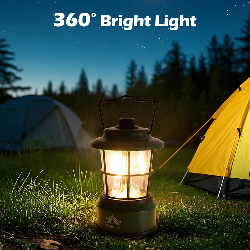 LED Camping Lantern 360° Panoramic Light | Warm & Cool White Modes Portable Tent Lamp for Hiking Fishing Emergency