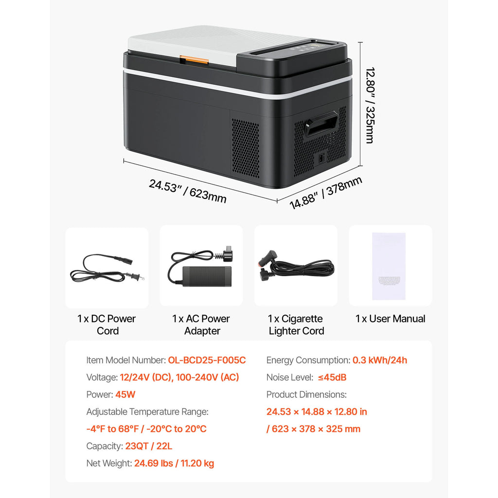 Portable Car Refrigerator, Mini Fridge With Freezer, With Built In Compressor Uses DC OR 110-240V, For Camping