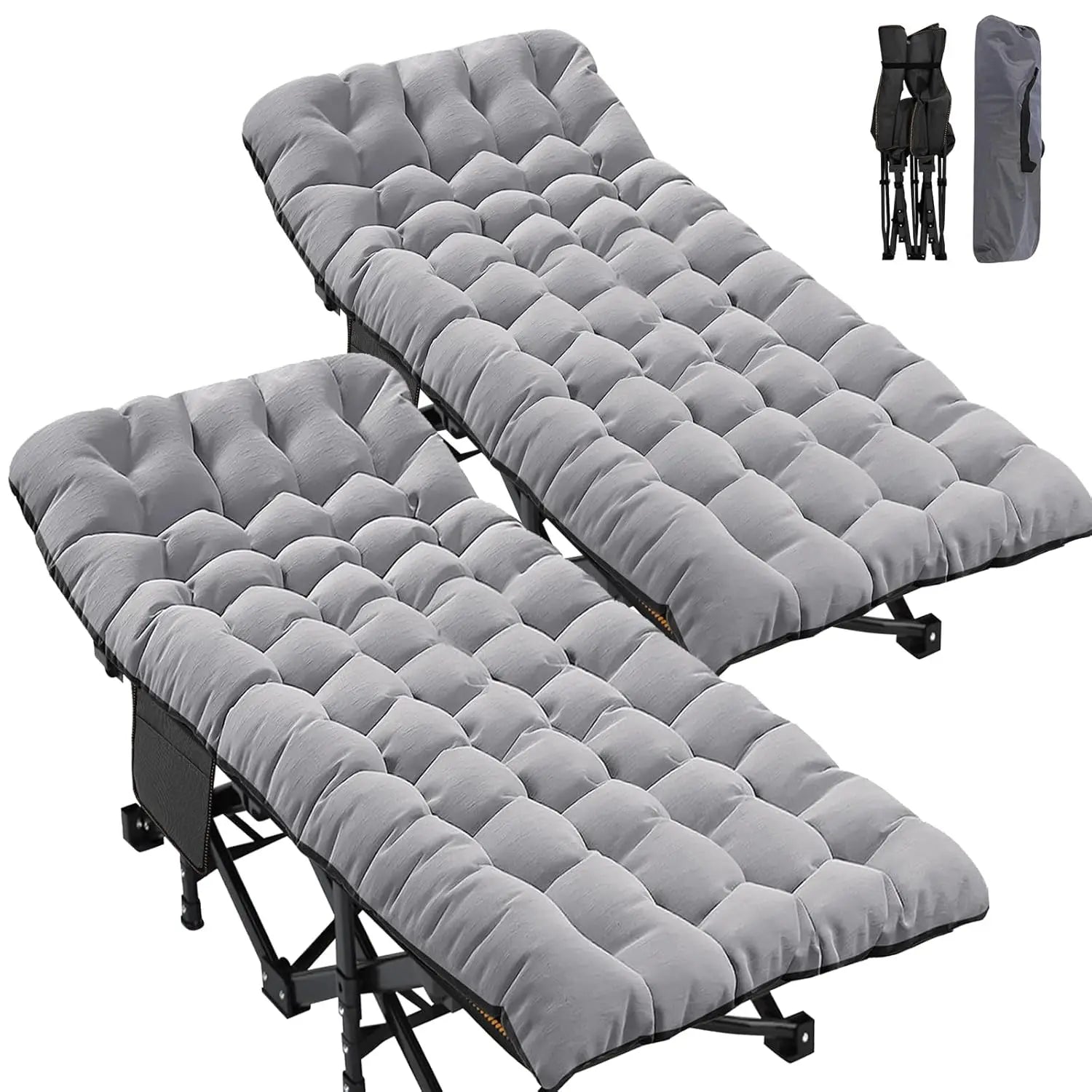 2PK XXL Camping Cot for Adults 900LBS  Oversized Folding Bed with Mattress Pad, Heavy Duty 1200D Oxford, Customized