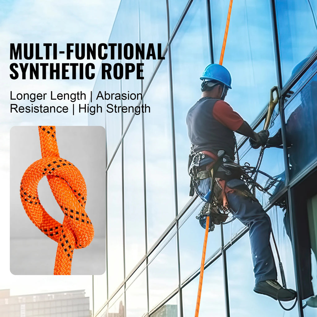 220ft Dual-Weave Polyester Rope 48-Strand Outdoor Accessories Emergency Cord for Camping Swinging Rappelling Rescue