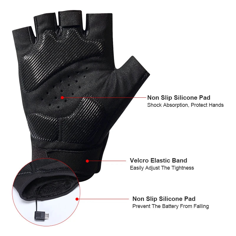 LED Gloves Mountain Hiking Cycling Fishing Outdoor Night Sports Anti Slip Lighting Touch Screen Half Finger Men Green