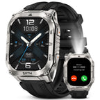 Rugged Smartwatch for Men Military-Grade GPS Watch with Flashlight 5ATM Waterproof Health & Fitness Tracker