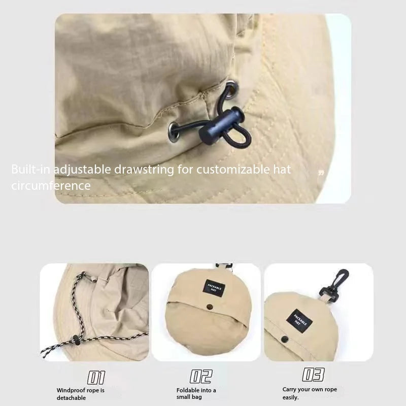 1PCWaterproof Fisherman Hat Can be Receivable Bag Basin Hat Summer Thin Quick-drying Outdoor Mountaineering Hat Men's Sun Hat fo
