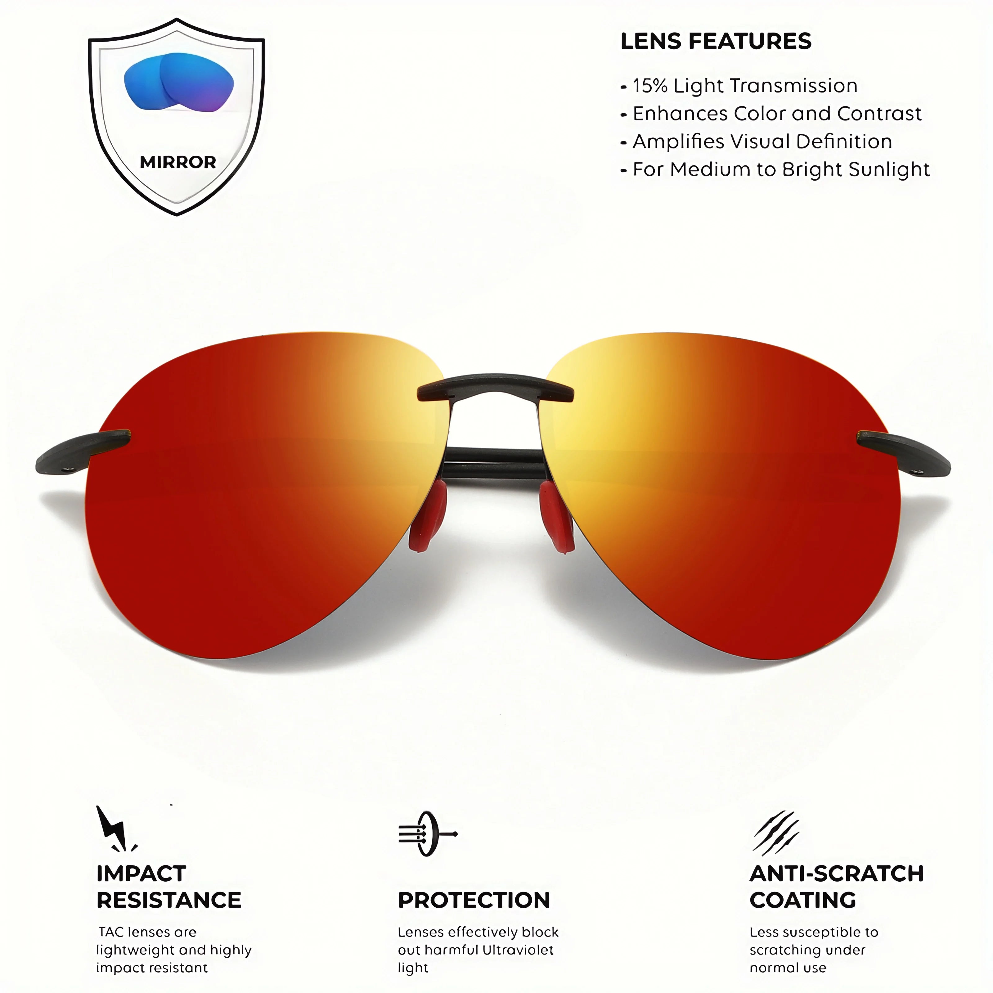 Ultra Light 12g TR90 Frameless Polarized Aviator Sunglasses - Flexible & Comfort Fit Unisex for Driving, Fishing, Outdoor