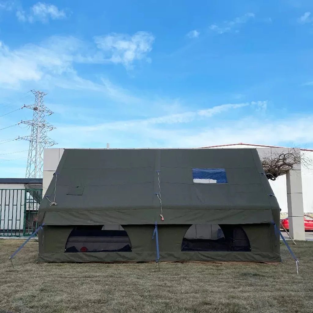 Large Luxury Inflatable Glamping Tent with Manual Hand Pump, Easy Setup 4 Season Anti-Snow Spacious Family Shelter, Weatherproof Air Tent for Outdoor Camping, Backyard Party & Wilderness Adventure