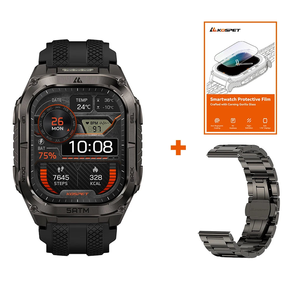 Advanced GPS Smartwatch for Men MIL-STD-810H Tough 5ATM Waterproof Integrated Flashlight & Health Tracking